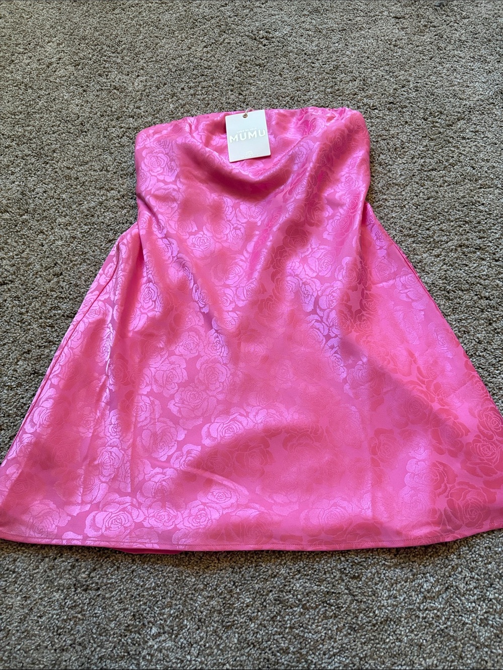 Show Me Your MuMu Pink Strapless Floral Jacquard Mini Dress